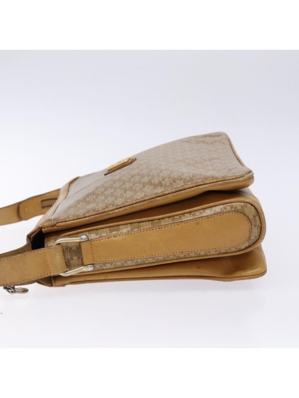 Authentic CELINE Macadam Canvas Shoulder Bag Beige Gold - Picture 12 of 16